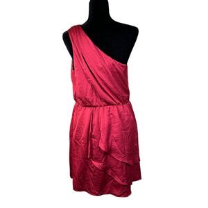 BCBGeneration One-Shoulder Dress in Red Berry Size 10 NEW with Tags